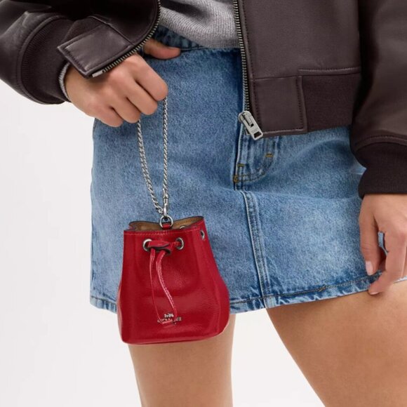 Coach Drawstring Wristlet in Red